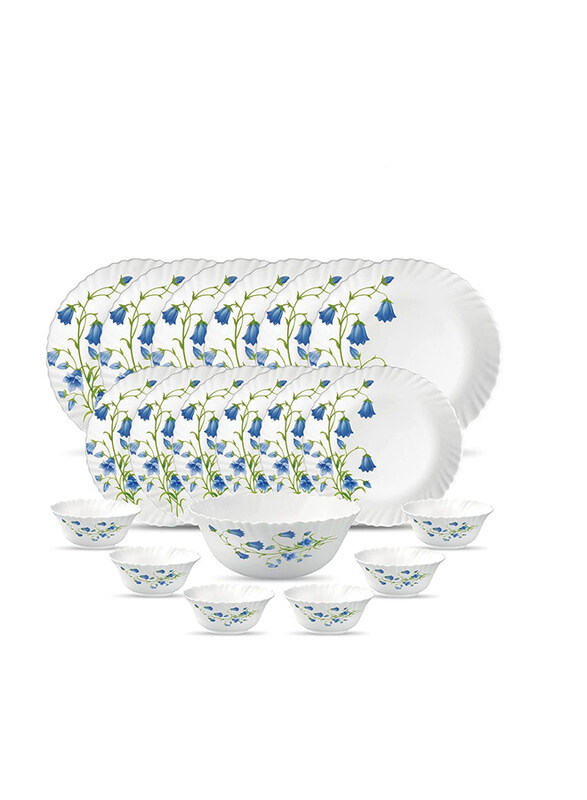 

LaOpala 12-Piece Classique Blue Bells Dinnerware Set, White