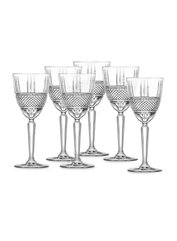 Rcr 230ml 6-Piece Brillante Goblet Wine Glass Set, Clear