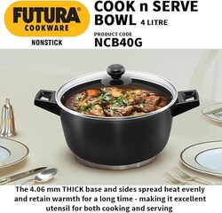 Hawkins Futura NS Cook N Serve Bowl W/Glass lid 4 Ltr