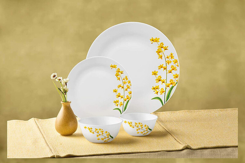 

LaOpala 18-Piece Ivory Yellow Grace Dinnerware Set, White