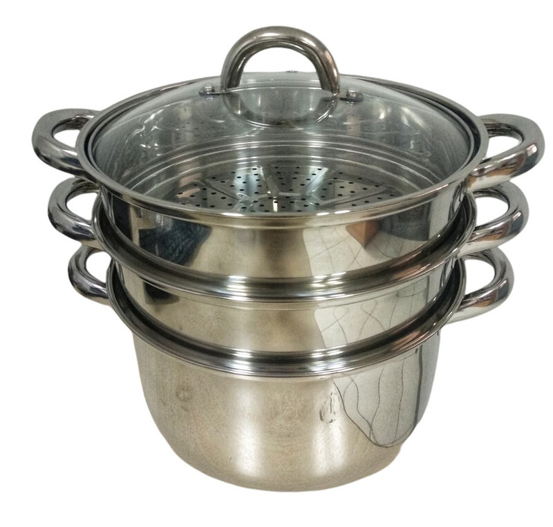Prima Stainless Steel 3 Layer Steamer with Lid 28Cm