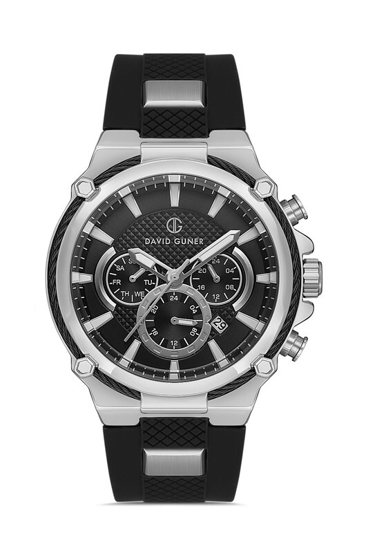 DAVID GUNER WATCH Silver Black / Black