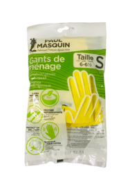 Paul Masquin Reinforced Household Gloves, 100% Latex, Pure Cotton Flocking, Small Size