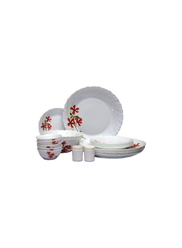 

LaOpala 44-Piece Classique Coral Charm Dinnerware Set, White