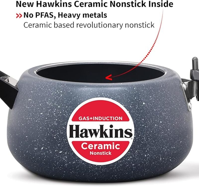 Hawkins Ceramic NS Pressure Cooker 5 Ltr Ind.