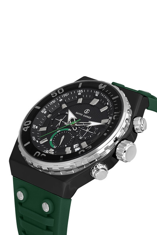 DAVID GUNER WATCH Black  Silver / Black / Green