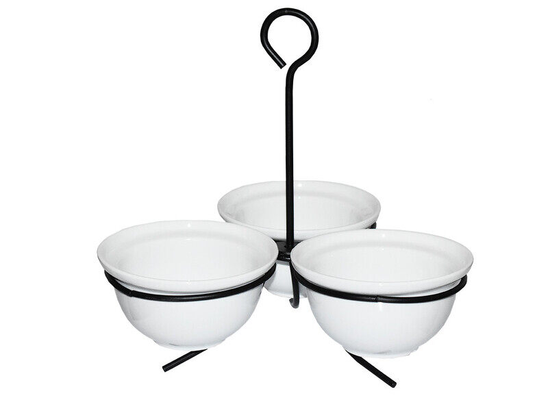 

Great Serving 3 round bowls on rack