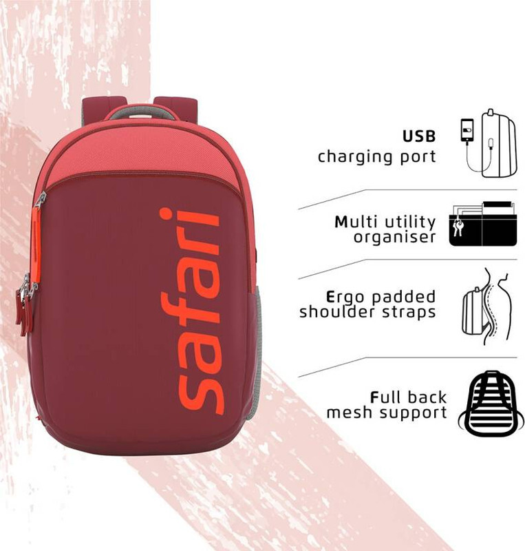 Safari Backpacks SPREEUSB 19" 2 compt Wine-USB