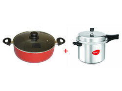 Pigeon Aluminium Pressure Cooker 5Ltr+Casserole 28cm