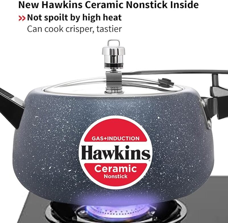 Hawkins Ceramic NS Pressure Cooker 5 Ltr Ind.