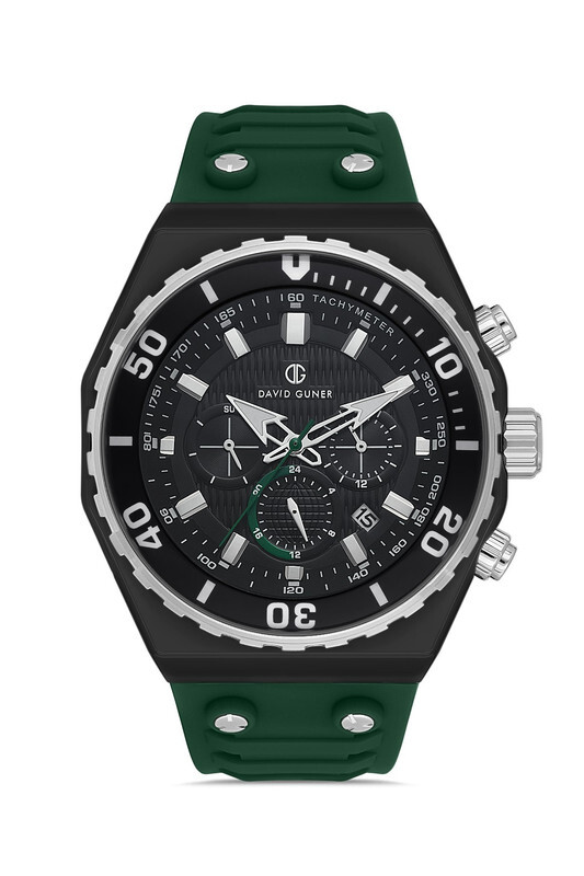 DAVID GUNER WATCH Black  Silver / Black / Green