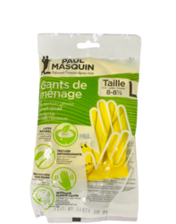Paul Masquin Reinforced Household Gloves, 100% Latex, Pure Cotton Flocking, Large Size