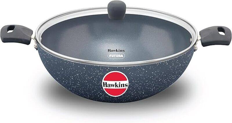 

Hawkins Ceramic NS Deep Kadhai W/Glass lid 5 Ltr Ind.