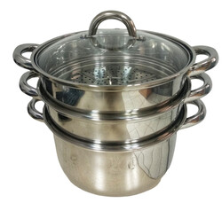 Prima Stainless Steel 3 Layer Steamer with Lid 26Cm
