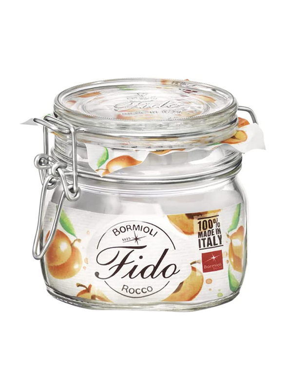 Bormioli Rocco Fido Clip Jar, 0.5 Litre, Clear