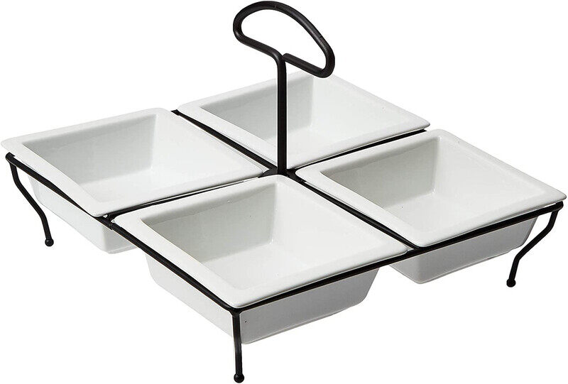 

Great Serving 4 square bowls on rack