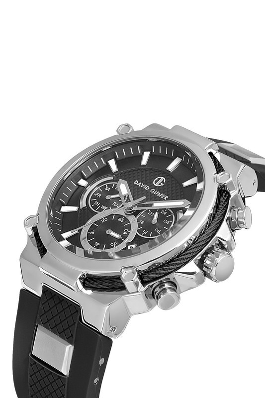 DAVID GUNER WATCH Silver Black / Black