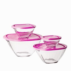 Borgonovo Magic Bowl Set 4Pc Pink (220cc/550cc/1200cc/2800cc)