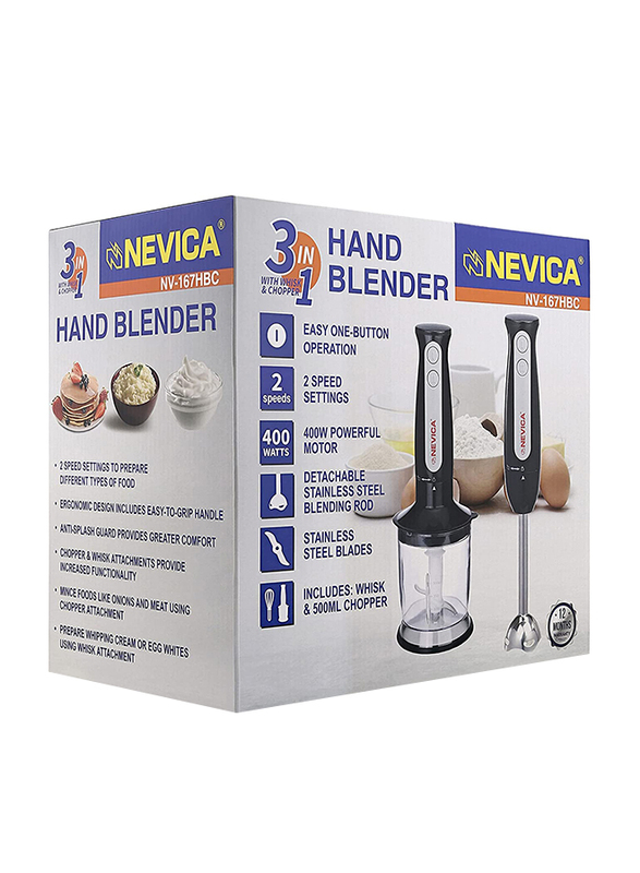 Nevica 3 in 1 Hand Blender, 400W, NV-167 HBC, Black