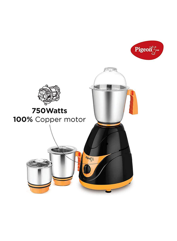 Pigeon Trumix Mixer Grinder with 3 Jars, 550W, Black/Orange