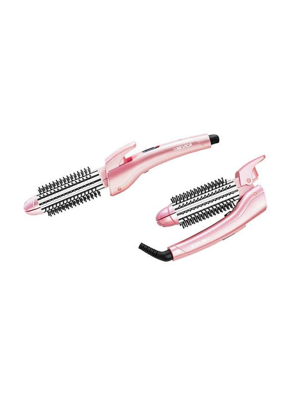 Nevica 2 in 1 Hair Straightener & Curling Brush with 2 Temperature Settings, Pink