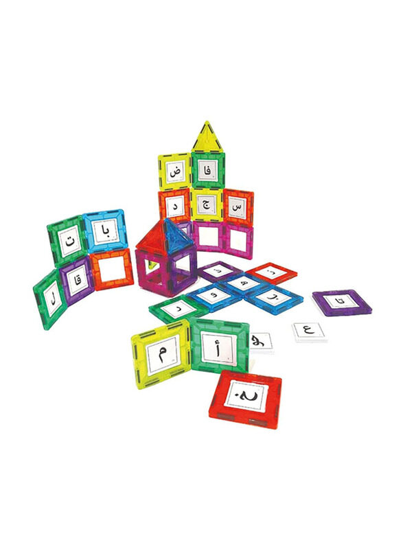 Makeen Magnetic Tile Building Set with The World of Arabic Letters, 76 Pieces, Ages 3+