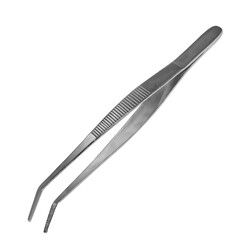 KITCHEN MASTER STAINLESS STEEL GARNISH TWEEZER BENT, 6 , RBS014, BENT PLATING TWEEZERS, BENT DECORATING TONGS, BENT CHEF'S TWEEZERS