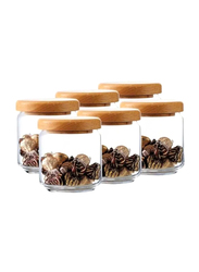 Ocean Pop Jar Set with Wooden Lid, 6 x 500ml, Clear/Brown