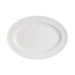 BARALEE SIMPLE PLUS WHITE OVAL RIM PLATE, 091291A, 41 CM (16 1/8")