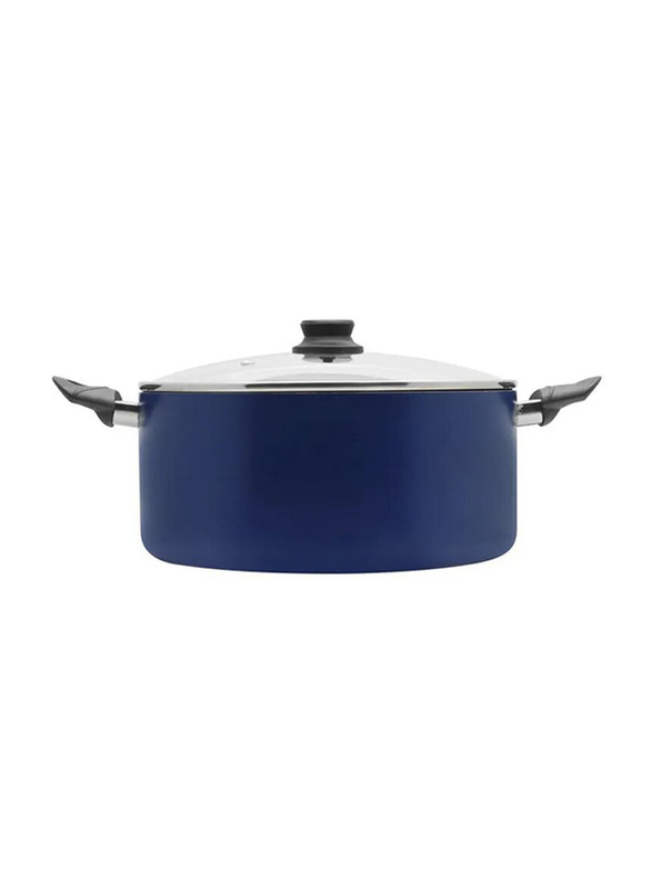 Raj 22cm Non-stick Induction Cooking Pot with Glass Lid, Blue