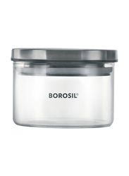 Borosil Glass Storage Jar with Lid, 300ml, Clear/Grey