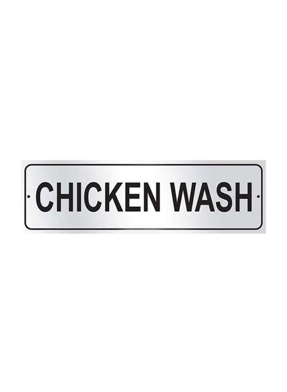 Raj Chicken Wash Sign Board, Silver/Black