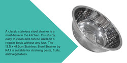 Raj Stainless Steel Strainer, 13.5 x 41.5cm, Silver
