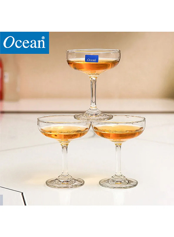 Ocean 200ml 6-Piece Classic Saucer Beverage Glass Set, 501S07, Clear