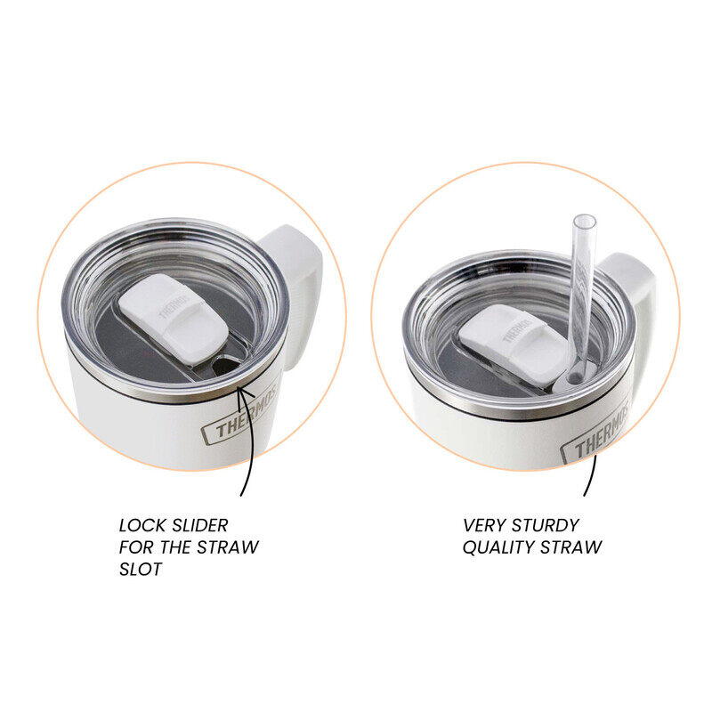 

THERMOS STAINLESS STEEL VACUUM INSULATED GREY MUG WITH STRAW 1.1LTR, OT-1100GY, TRAVEL MUG, THERMOS MUG, INSULATED TUMBLER