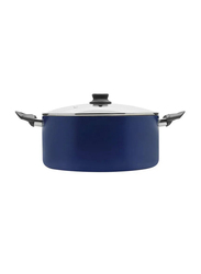 Raj 24cm Non-stick Induction Cooking Pot with Glass Lid, Blue