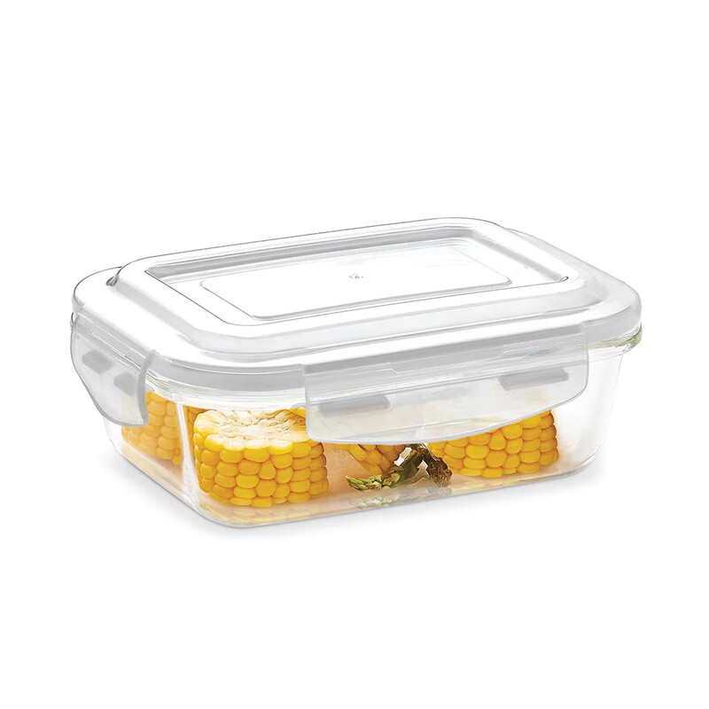 BOROSIL KLIP-N-STORE RECTANGULAR GLASS STORAGE CONTAINER WITH AIR TIGHT LID FOOD STORAGE CONTAINER MICROWAVE SAFE CONTAINER 120 ML