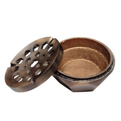 RAJ ROUND ASH TRAY WITH LID - ANTIQUE COPPER,VAT012-ANT, ashtray, Portable ashtray , Ash container , Bar Accessories