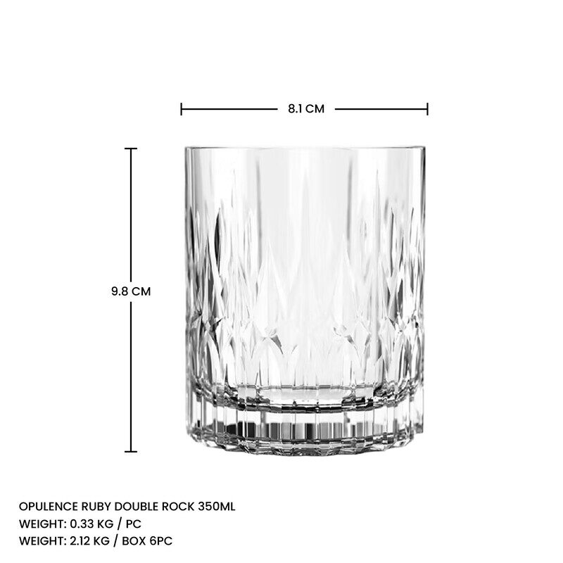 

LUCARIS Opulence Ruby Double Old Fashioned / Rocks Glass - 350ml (Set of 6) - Premium Red Crystal for Whiskey, Cocktails, Spirits, LP27DR12