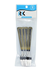 RK 6-Piece 15cm Fork Set, Silver/Gold