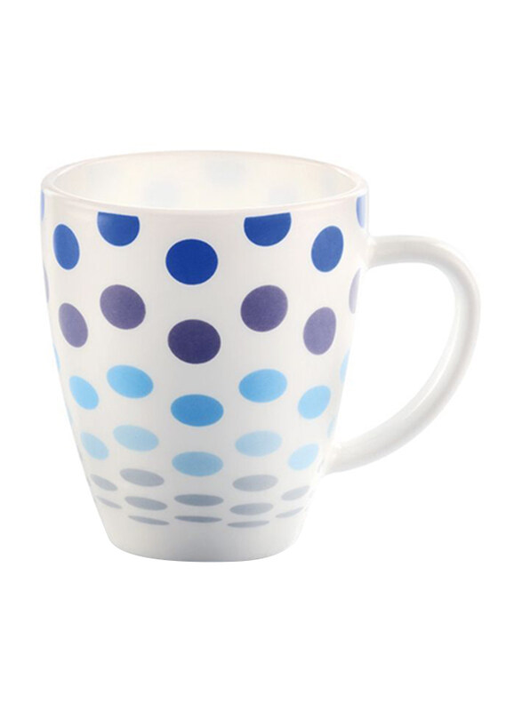 

Borosil 400ml Larah Polka Opalware Mug, 40MUGPBL, White/Blue