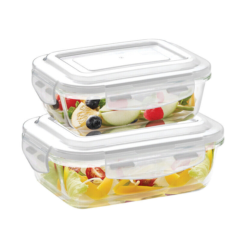 

BOROSIL KLIP-N-STORE RECTANGULAR GLASS STORAGE CONTAINER WITH AIR TIGHT LID FOOD STORAGE CONTAINER MICROWAVE SAFE CONTAINER COMBO PACK 2PCS SET - 640M