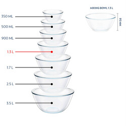 BOROSIL BOROSILICATE ROUND GLASS MIXING BOWL OVEN SAFE MIXING BOWL GLASS SERVING BOWL 1.3 LTR