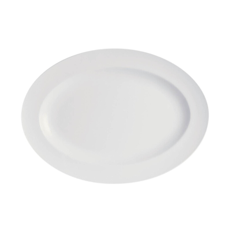 BARALEE SIMPLE PLUS WHITE OVAL RIM PLATE, 091231A, 24 CM (9 1/2")