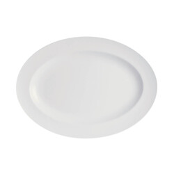 BARALEE SIMPLE PLUS WHITE OVAL RIM PLATE, 091231A, 24 CM (9 1/2")