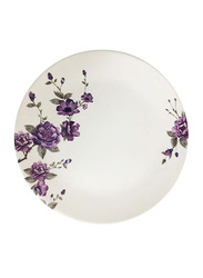Dinewell 10.5-inch Blossom Melamine Dinner Plate, DWHP3089BL, White/Purple