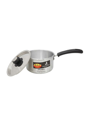 Raj 17.5cm Aluminium Matt Finish Sauce Pan with Lid, RKSP07, 17.5x9 cm, Silver