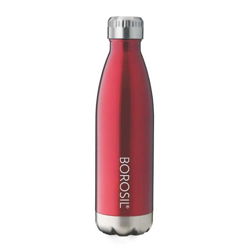 BOROSIL VACUUM INSULATED COPPER COATED INNER TRANS BOLT Water Bottle, Sports Bottle, Yoga Bottle, Outdoor, PortableLeak Proof, Reusable Water Bottle RED, 750 ML, FGBOL0750RD