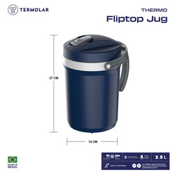 TERMOLAR THERMO FLIPTOP JUG 2.5 LTR - BLUE, PU THERMAL INSULATOR FOAM WITH A CFC FREE AND PLASTICS COMPONENTS IN PP, INDOOR AND OUTDOOR USE, Keeping your drinks cold, TR57825