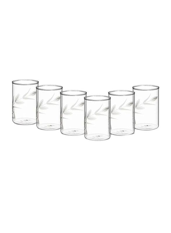 

Borosil 6-Piece 295ml Leave Print Glass Set, BVS6CRE295T, Clear